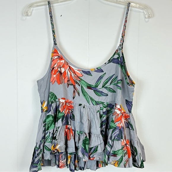 Patrons of Peace Grey Strappy Floral Babydoll Ruffle Crop Top Women’s Size S NWT - Picture 5 of 8